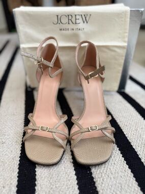 J.Crew Lizard Embossed High Heel Sandals Sz 7